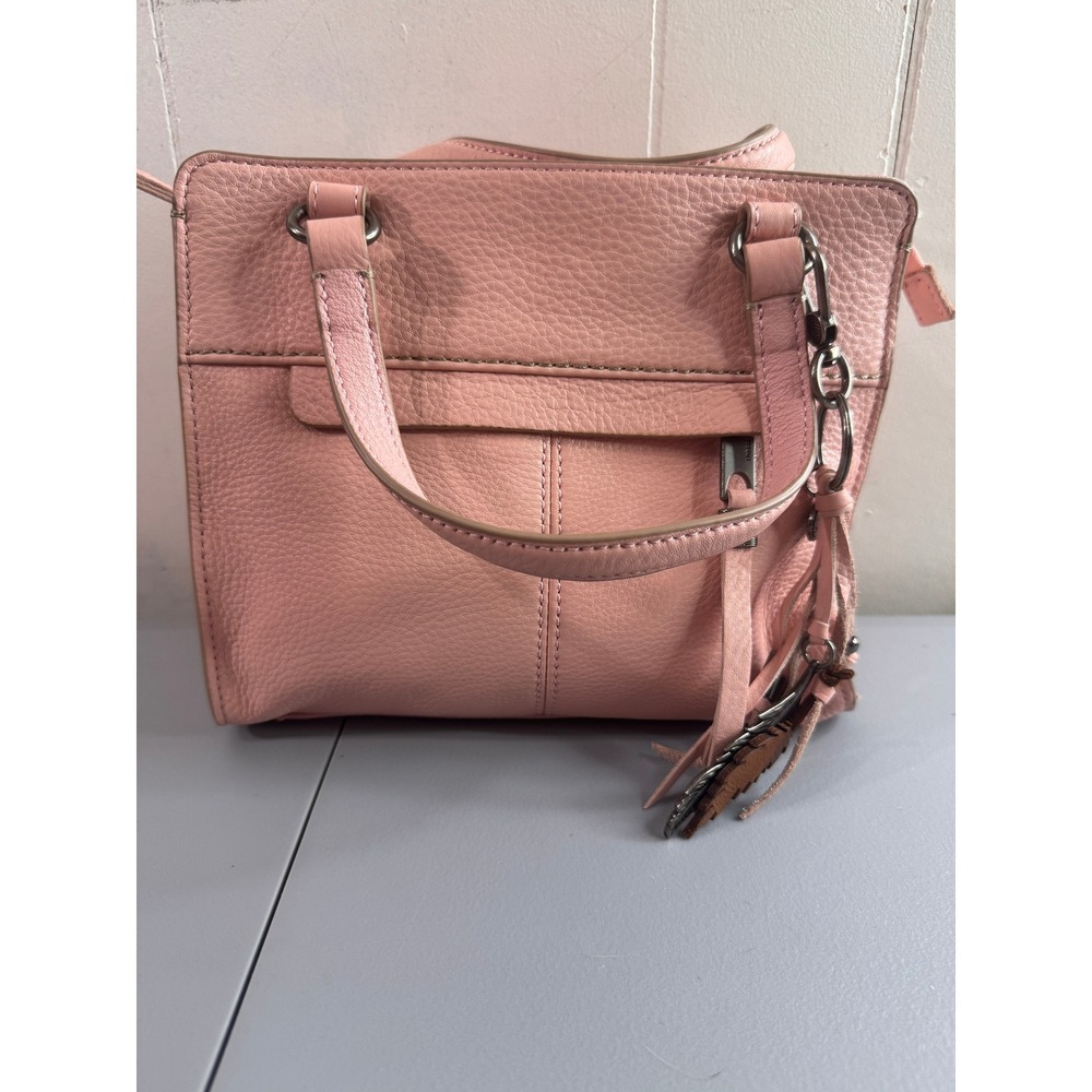 The Sak Satchel Women Small Pink Leather Tassel Double Handle Bag